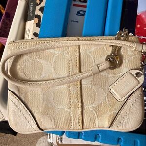 Coach Cream Wristlet Bag
